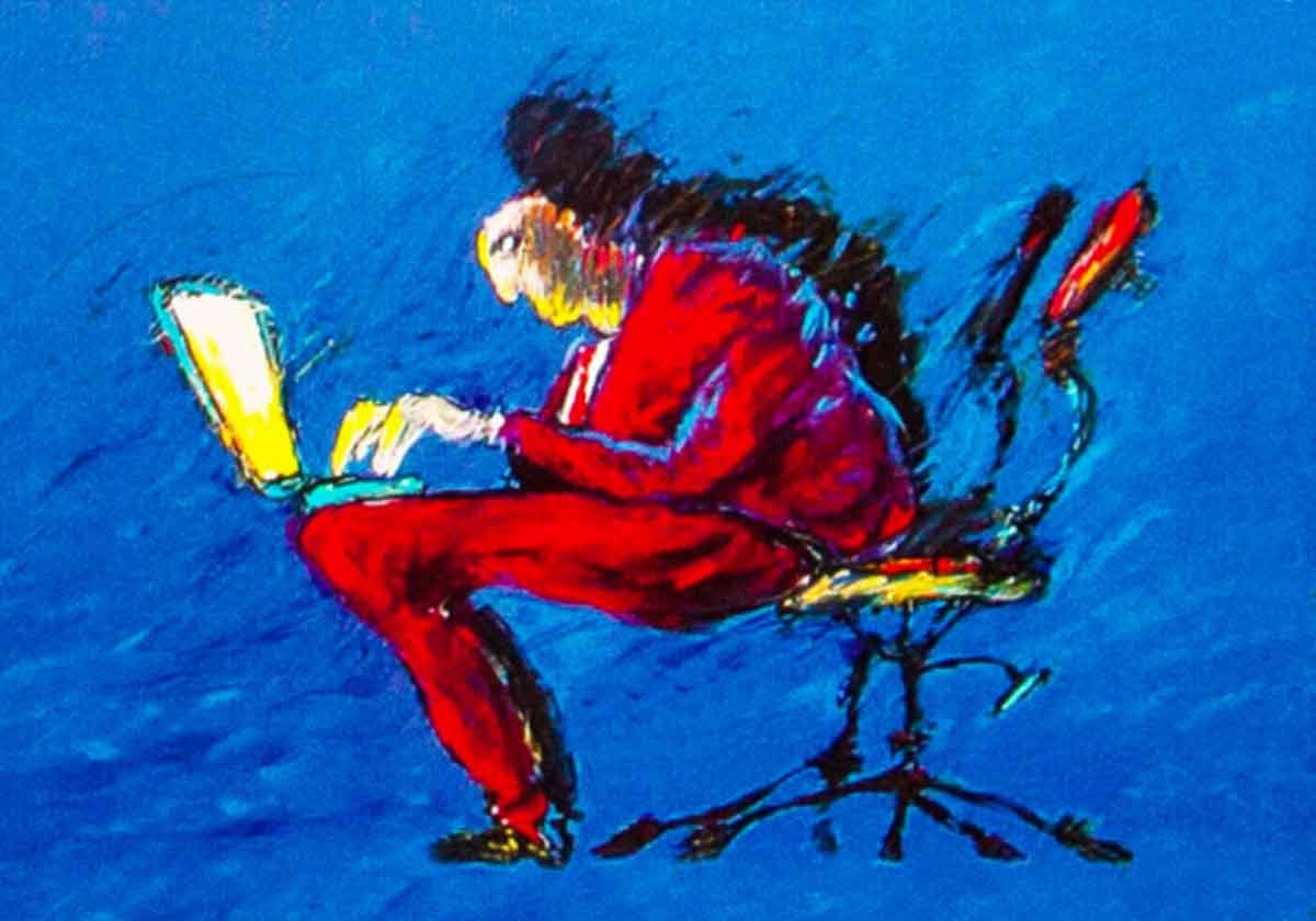 Mann nachts am Computer