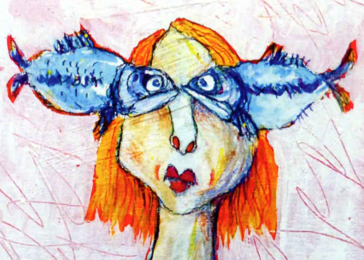 Frau mit Fischbrille